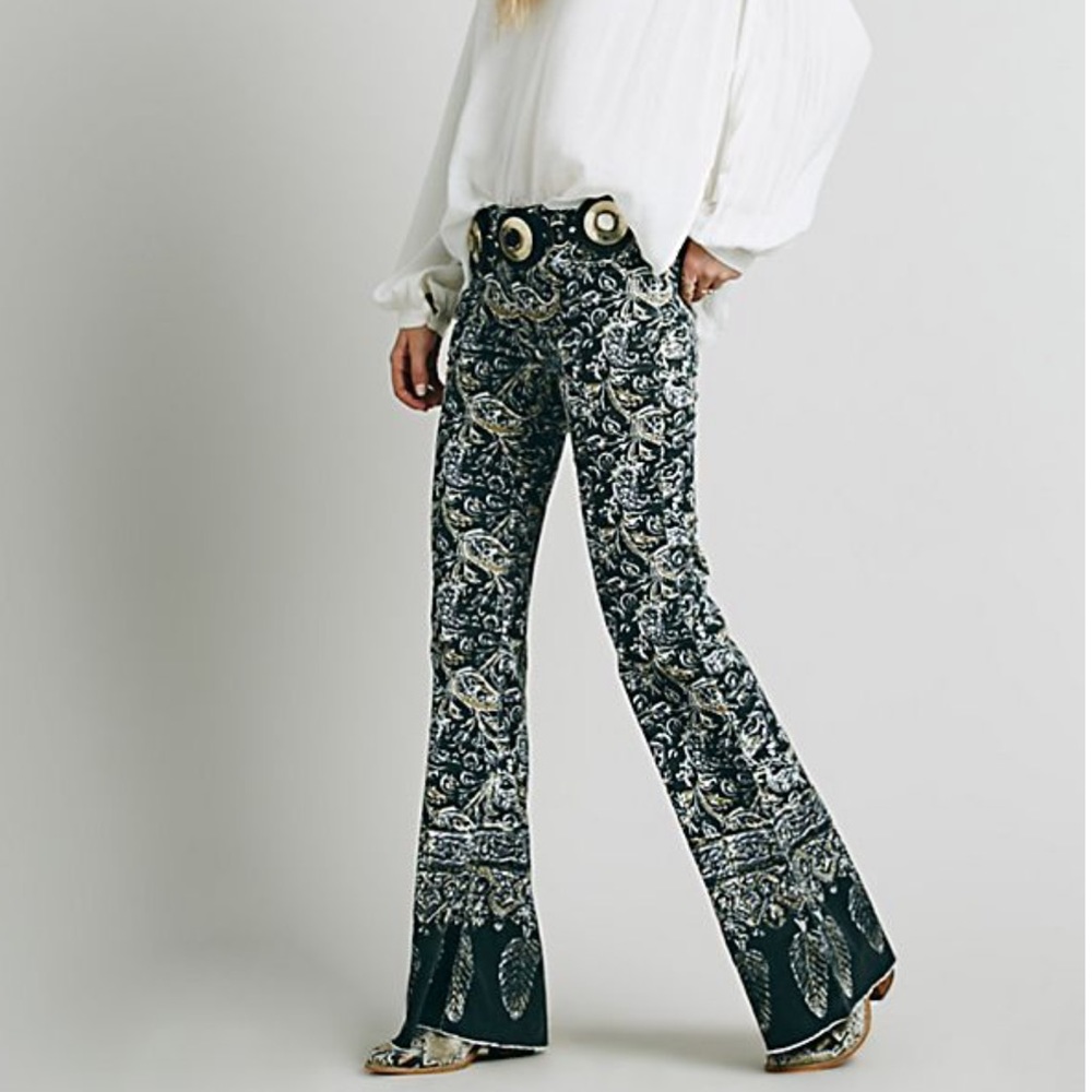 Free People Festival Boho Print Corduroy Pants